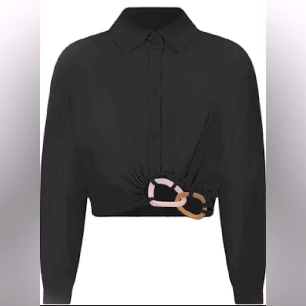 CHRISTOPHER ESBER black cropped resin linked shirt Size 6 US only worn twice